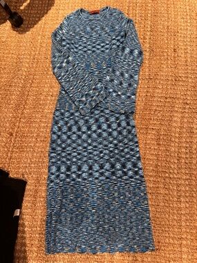 Simon miller Blue Knit Long-Sleeve Midi Dress w bell sleeves